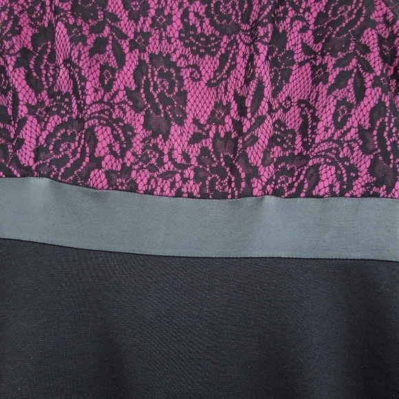 AA Studio Dress 10P Petite‎ Fit & Flare Magenta & Black Lace Gothic Cosplay - Picture 6 of 9
